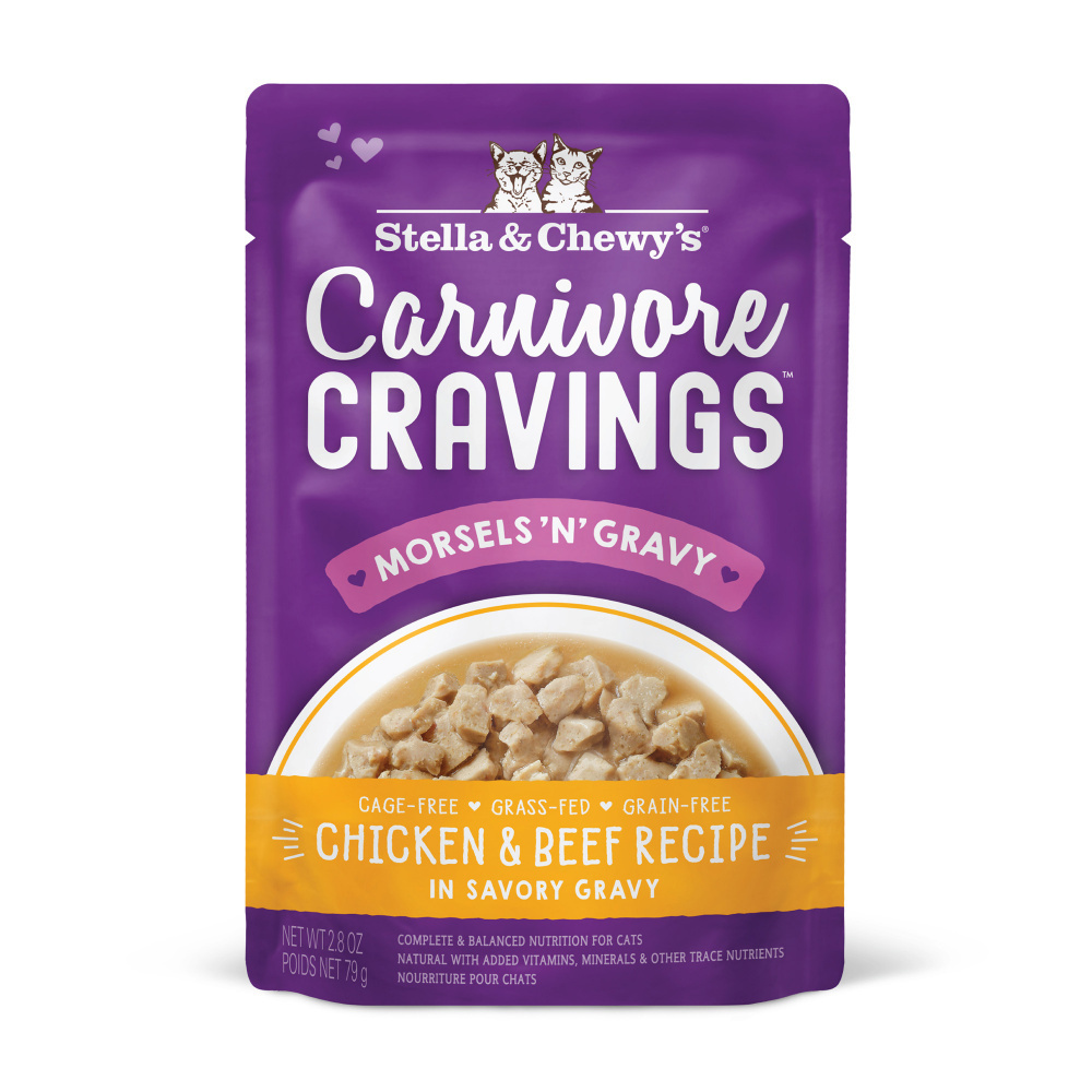 Stella & Chewy's Carnivore Cravings Morsels N Gravy Chicken & Beef Recipe Pouch Cat Food