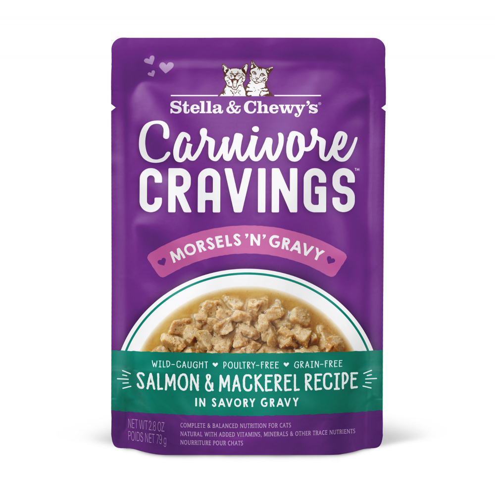 Stella & Chewy's Carnivore Cravings Morsels N Gravy Salmon & Mackerel Recipe Pouch Cat Food