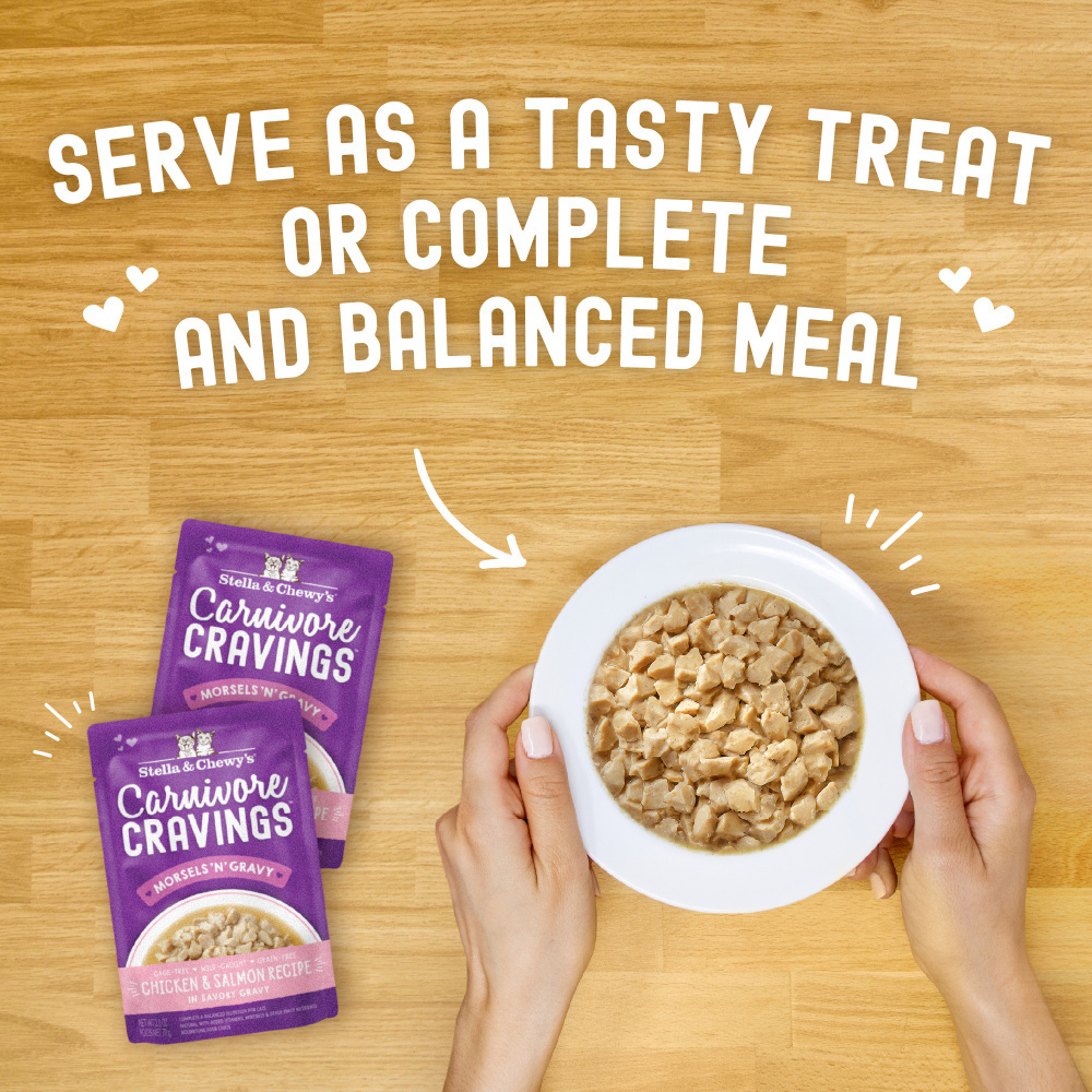 Stella & Chewy's Carnivore Cravings Morsels N Gravy Chicken & Salmon Recipe Pouch Cat Food