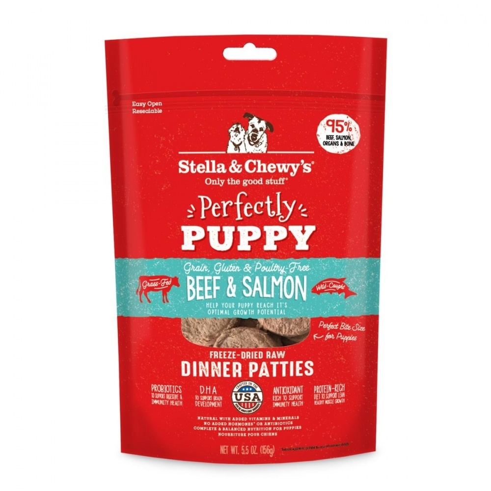 Stella & Chewy's Perfectly Puppy Freeze Dried Raw Beef and Salmon Dinner Patties Grain Free Dog Food