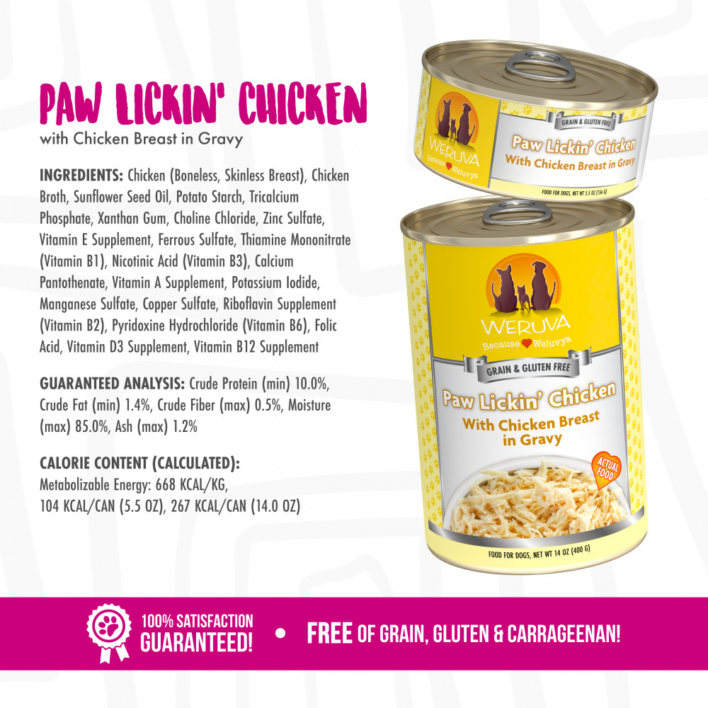 Weruva Paw Lickin Chicken with Chicken Breast in Gravy Canned Dog Food