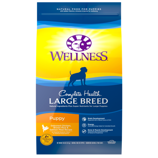 Wellness Complete Health Natural Large Breed Puppy Chicken, Brown Rice and Salmon Recipe Dry Dog Food