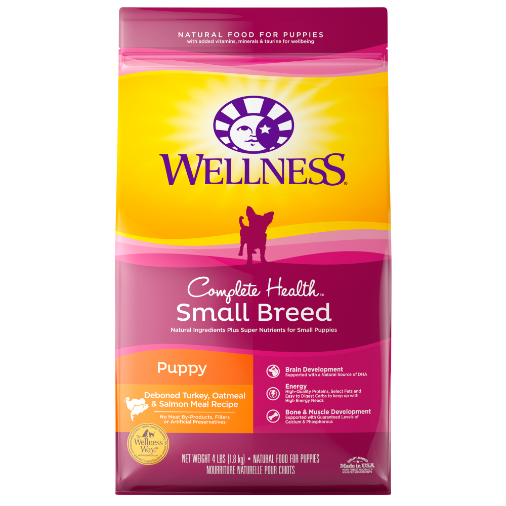 Wellness Complete Health Natural Small Breed Puppy Healthy Weight Turkey, Oatmeal and Salmon Meal Recipe Dry Dog Food