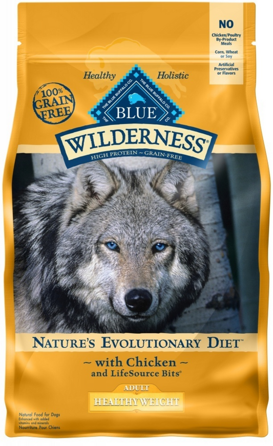 Blue Buffalo Wilderness Grain Free Healthy Weight Natural Chicken Recipe Adult Dry Dog Food