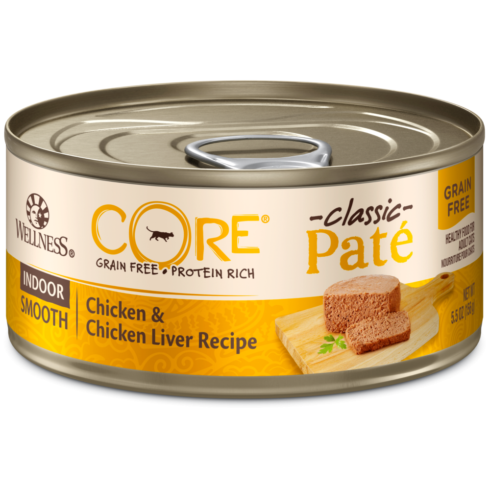 Wellness CORE Natural Grain Free Indoor Chicken and Chicken Liver Smooth Pate Wet Canned Cat Food