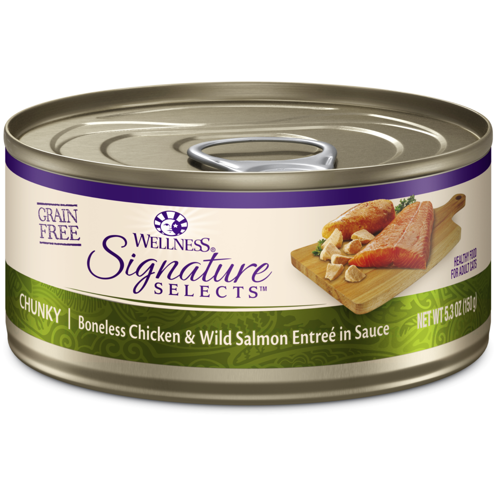 Wellness Signature Selects Grain Free Natural White Meat Chicken and Wild Salmon Entree in Sauce Wet Canned Cat Food