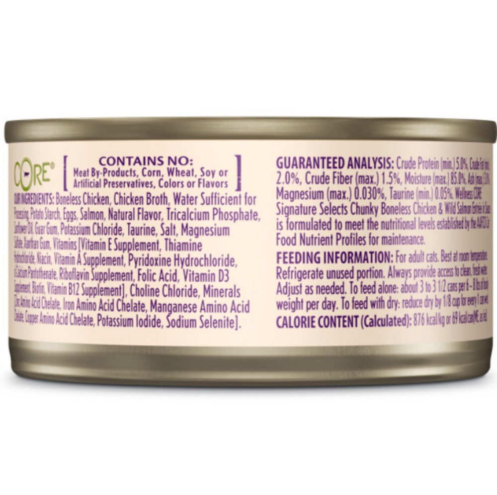 Wellness Signature Selects Grain Free Natural White Meat Chicken and Wild Salmon Entree in Sauce Wet Canned Cat Food