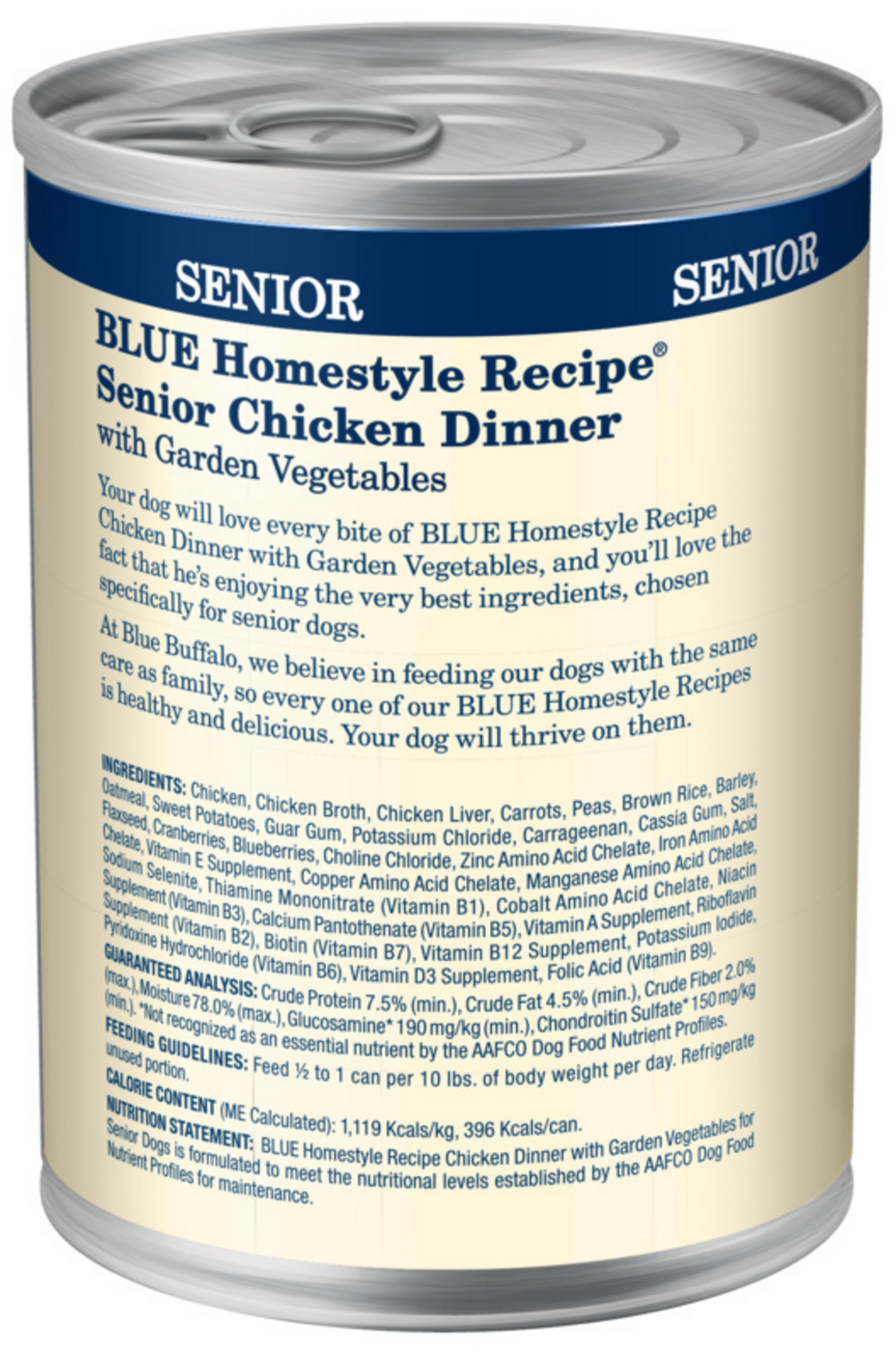 Blue Buffalo Homestyle Recipe Senior Chicken Dinner with Garden Vegetables Canned Dog Food