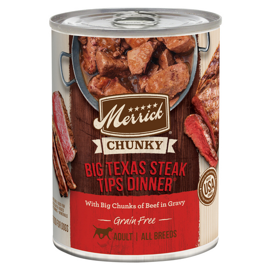 Merrick Grain Free Big Texas Steak Tips Dinner Canned Dog Food