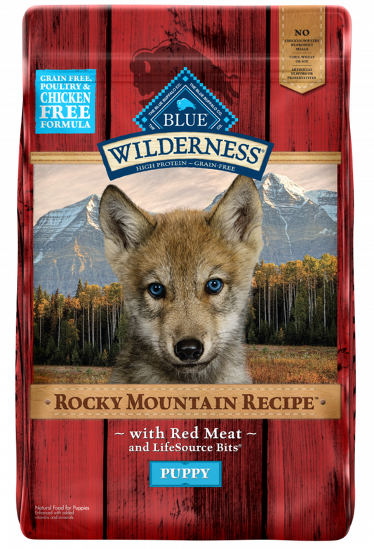 Blue Buffalo Wilderness Rocky Mountain Grain Free Natural Red Meat High Protein Recipe Puppy Dry Dog Food