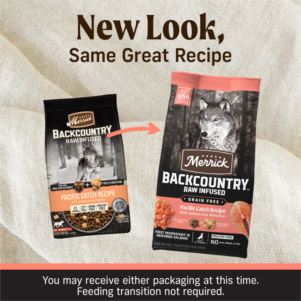 Merrick Backcountry Grain Free Dry Adult Dog Food, Kibble With Freeze Dried Raw Pieces, Pacific Catch With Salmon