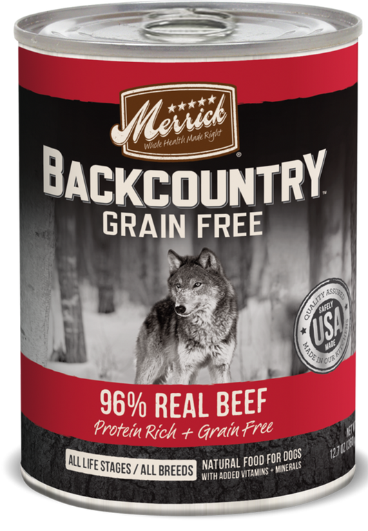 Merrick Backcountry Grain Free 96% Beef Recipe Canned Dog Food