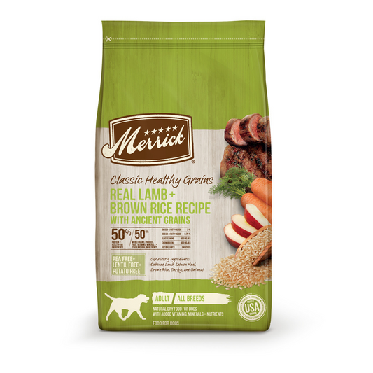 Merrick Healthy Grains Premium Adult Dry Dog Food, Wholesome And Natural Kibble With Lamb And Brown Rice