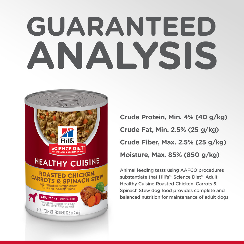 Hill's Science Diet Healthy Cuisine Adult Roasted Chicken, Carrots, & Spinach Canned Dog Food