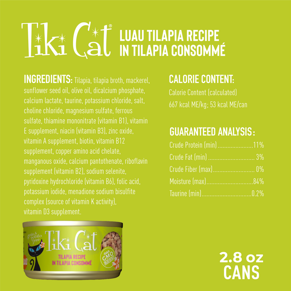 Tiki Cat Luau Grain Free Tilapia in Tilapia Consomme Canned Cat Food