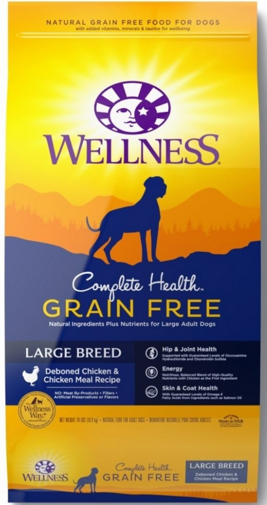 Wellness Complete Health Grain Free Large Breed Deboned Chicken and Chicken Meal Recipe Dry Dog Food