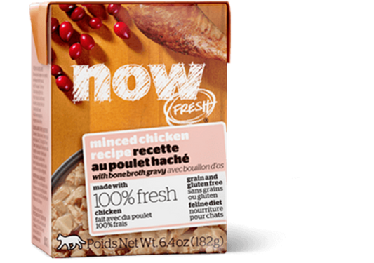 Petcurean NOW! Fresh Grain Free Minced Chicken Recipe with Bone Broth Wet Cat Food