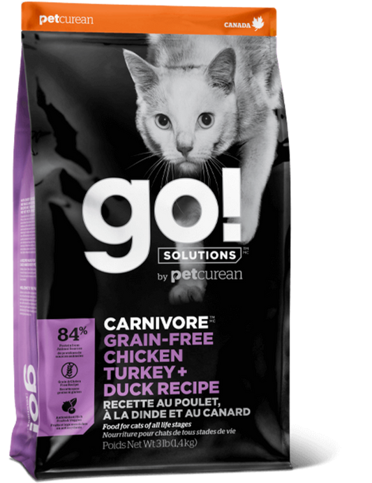 Petcurean GO! Solutions Carnivore Grain Free Chicken, Turkey, & Duck Recipe Dry Cat Food