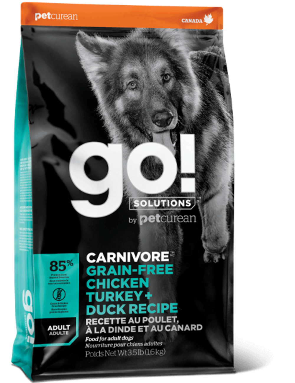 Petcurean GO! Solutions Carnivore Grain Free Chicken, Turkey, & Duck Recipe Dry Dog Food