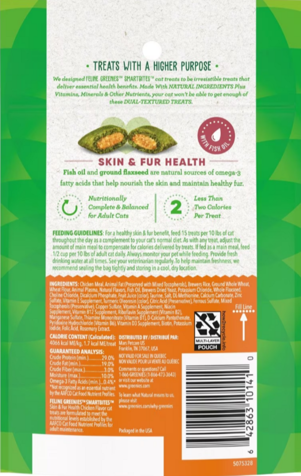 Greenies Smartbites Skin and Fur Chicken Cat Treats