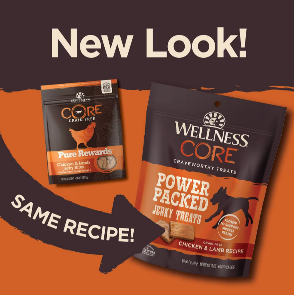 Wellness CORE Natural Grain Free Pure Rewards Chicken and Lamb Recipe Jerky Bites Dog Treats