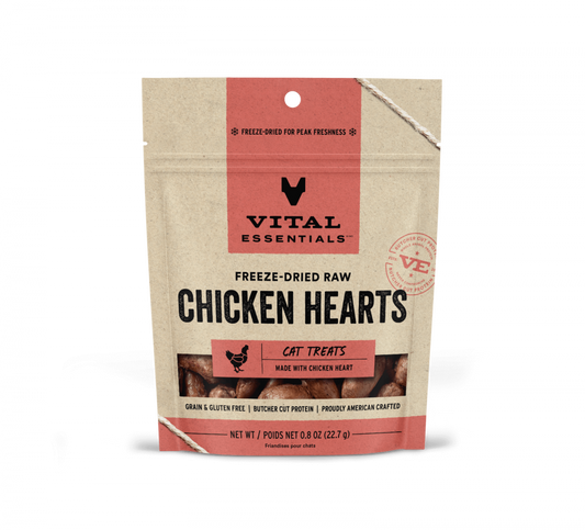 Vital Essentials Freeze Dried Grain Free Chicken Hearts Limited Ingredient Cat Treats