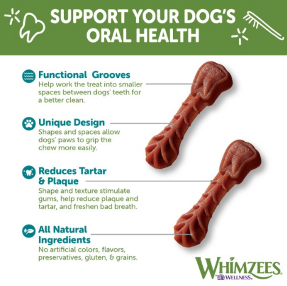 Whimzees Brushzees Natural Daily Dental Extra Small Breed Dog Treats