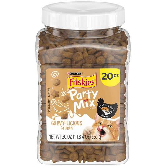 Friskies Party Mix Crunch Gravylicious Chicken & Gravy Flavors Cat Treats