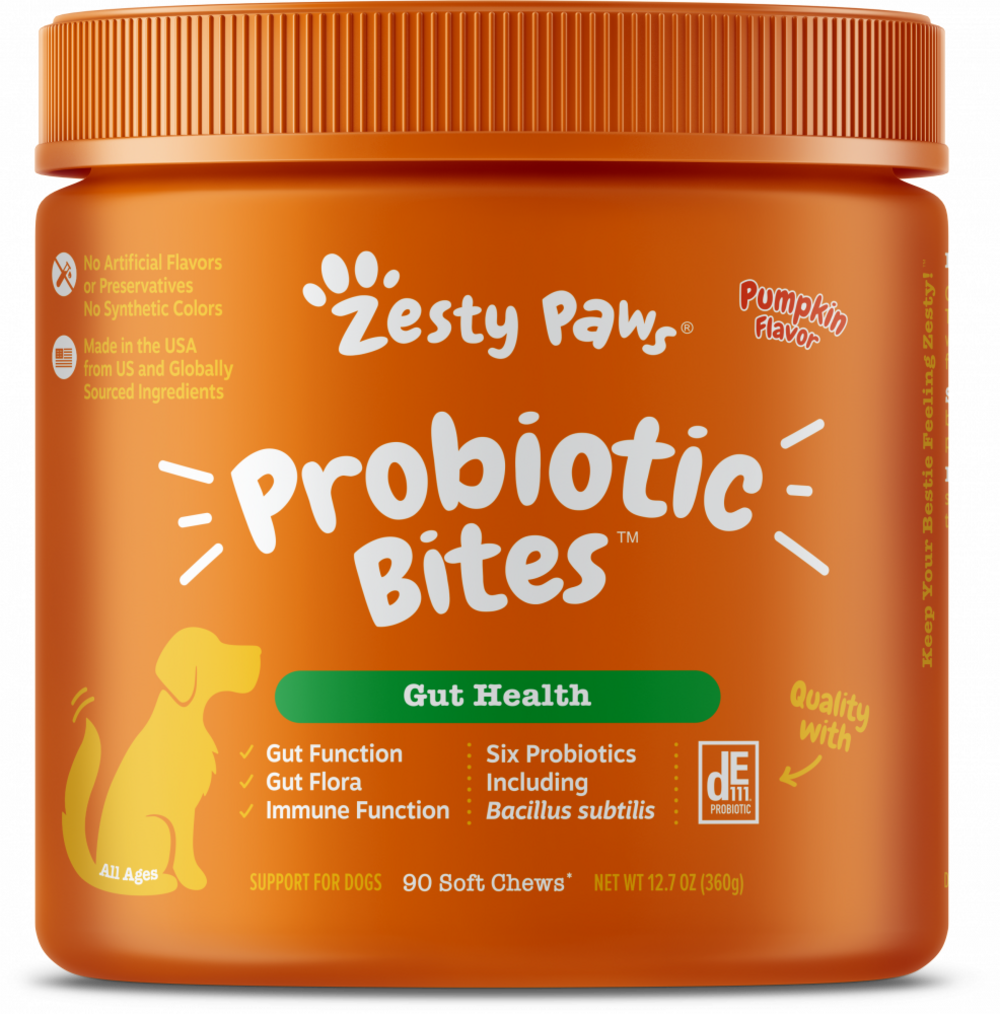 Zesty Paws Probiotic Bites with Digestive Enzymes Pumpkin Soft Chews for Dogs