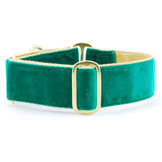 Holiday Velvet – Green/Gold Dog Collar