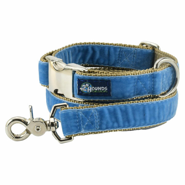 Dusty Blue Velvet Essential Martingale Dog Collar