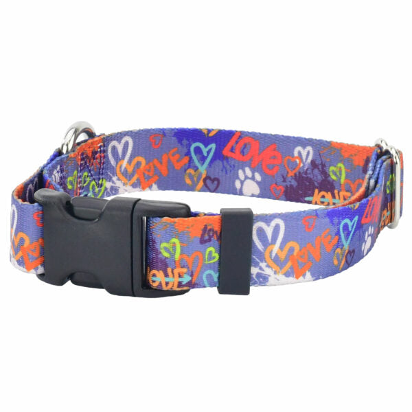 Love Graffiti Blue Dog Collar – EarthStyle