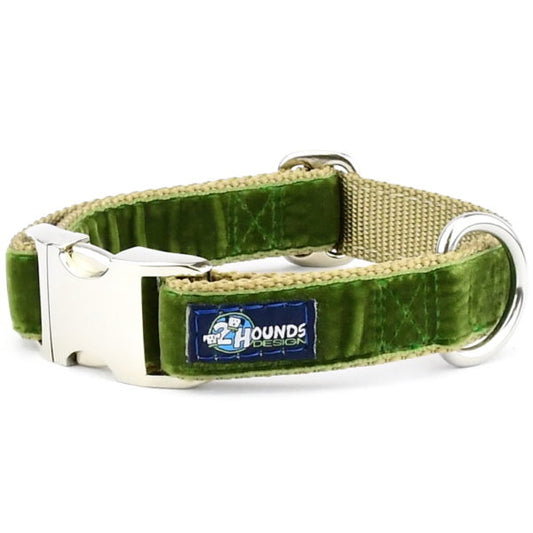 Moss Green Velvet Essential Martingale Dog Collar