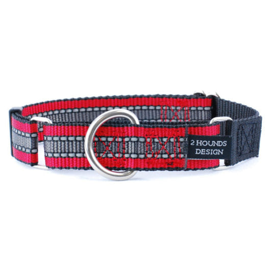 5/8″ and 1″ Reflective Red Nylon Martingale Dog Collar