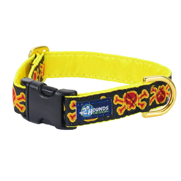 Bad to the Bone Yellow Limited Buckle Martingale Dog Collar (1″ Only)