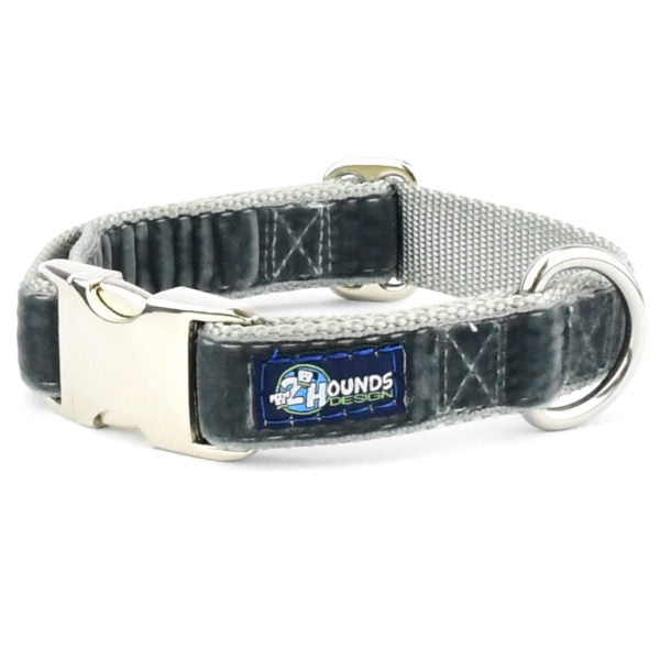 Smoke Gray Velvet Essential Buckle Martingale Dog Collar