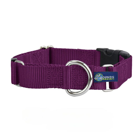 5/8″ and 1″ Burgundy Nylon Buckle Martingale Dog Collar