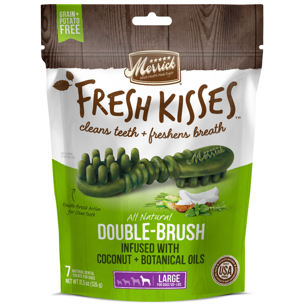 Merrick Fresh Kisses Dog Dental Treats Coconut Plus Botanical Oils Recipe Dog Treats for Large Breeds