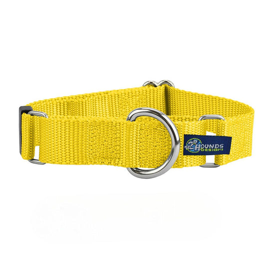 5/8″ and 1″ Yellow Nylon Martingale Dog Collar